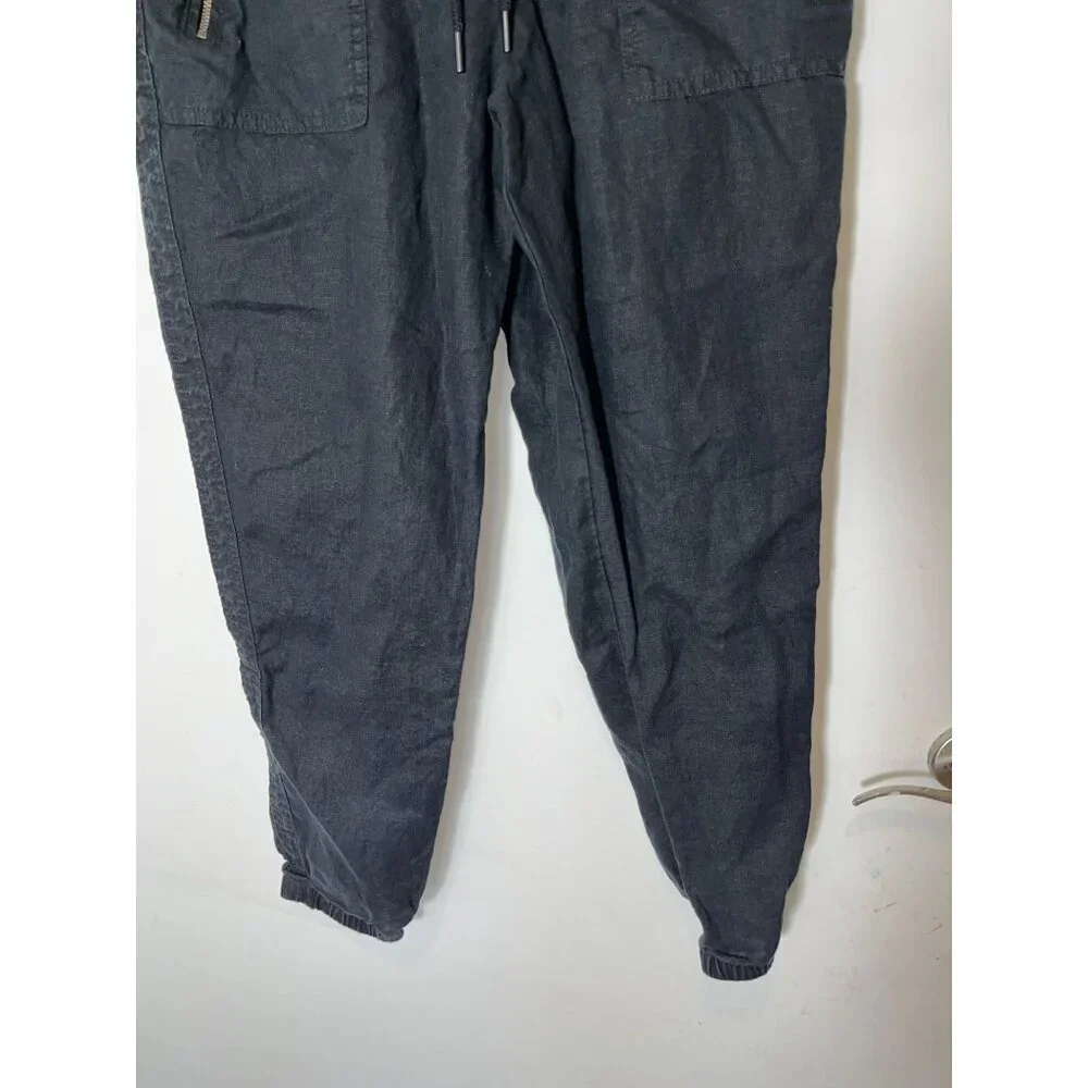 ATHLETA Cabo Linen Black Joggers Pants Size 8 Black Womens